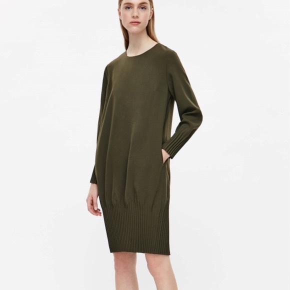 cos black pleated dress